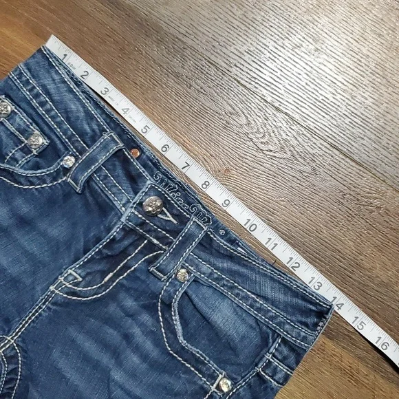 Miss Me Mid Rise Boot Cut Distressed Pocket Flap Embellished Jeans - Picture 7 of 10